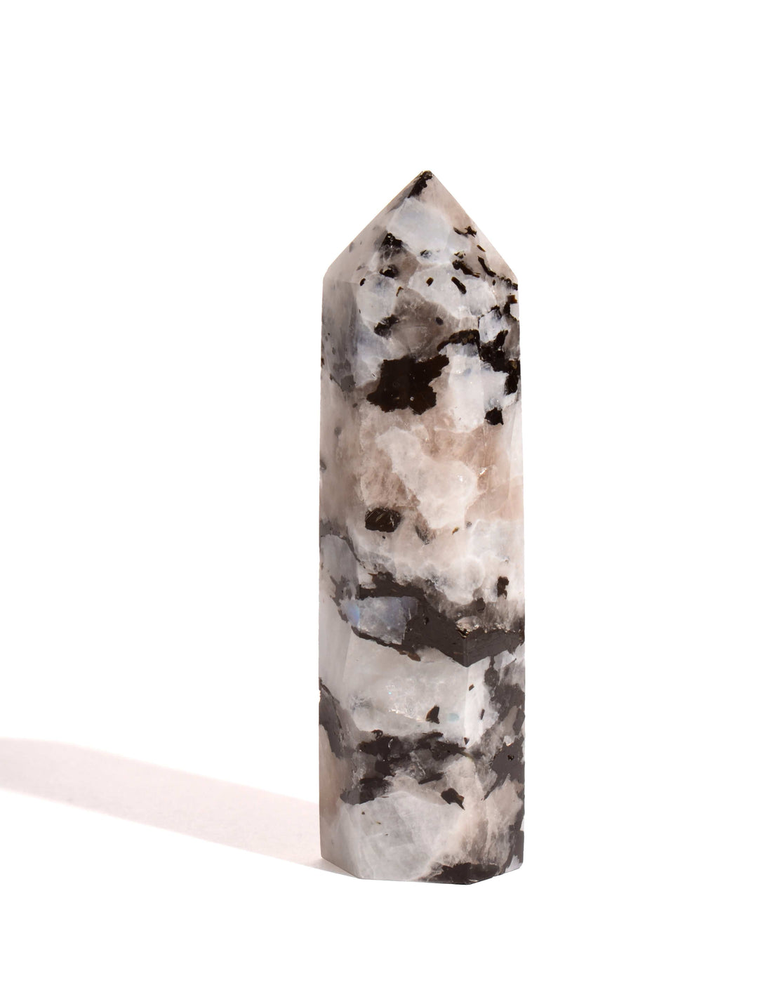 Rainbow Moonstone Point - Flat Base - Polished