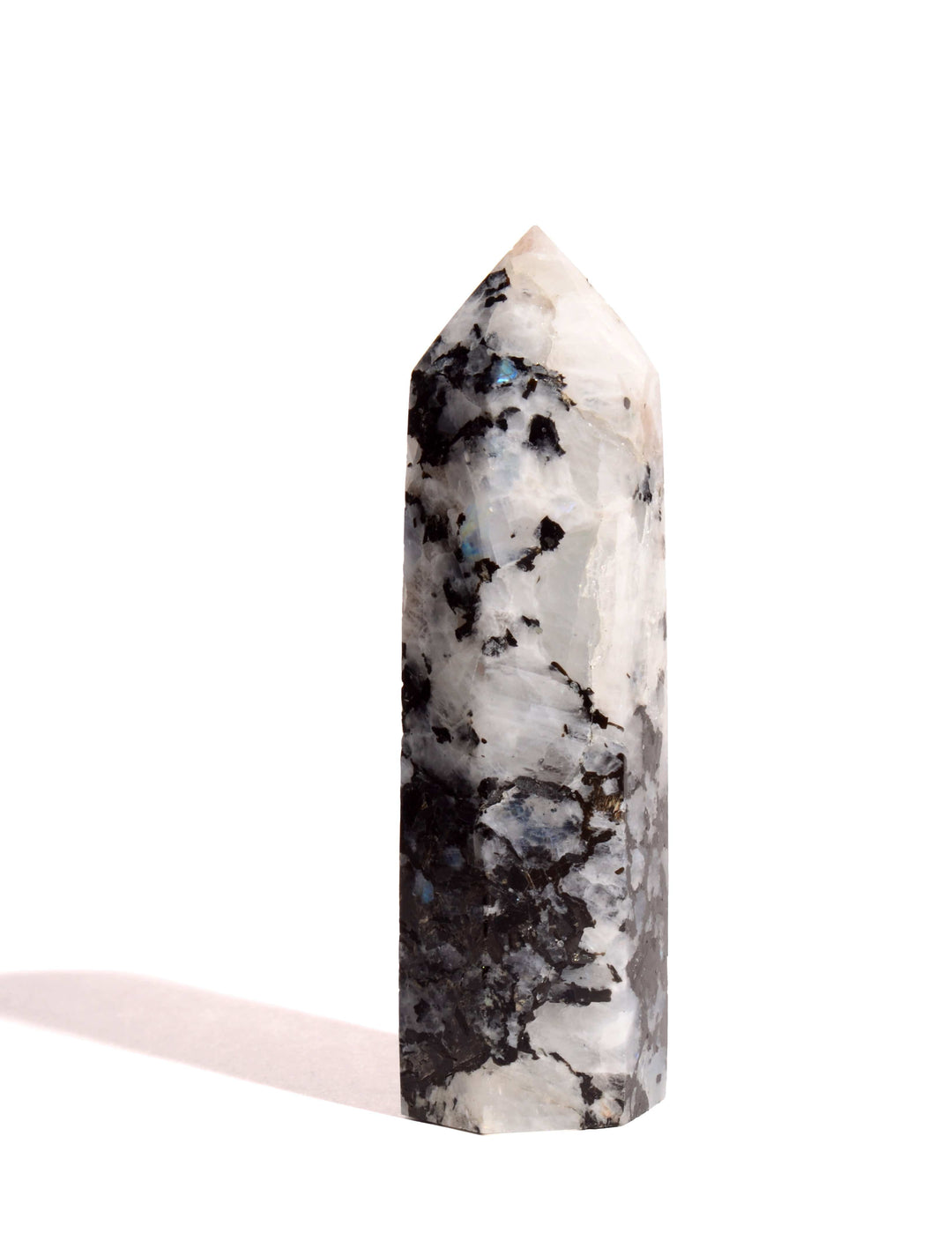 Rainbow Moonstone Point - Flat Base - Polished