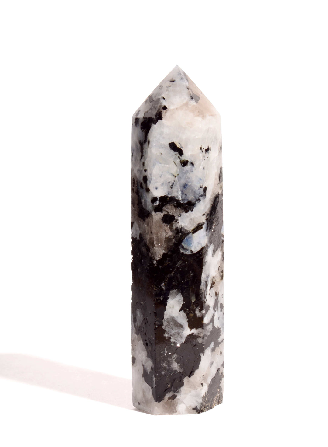Rainbow Moonstone Point - Flat Base - Polished