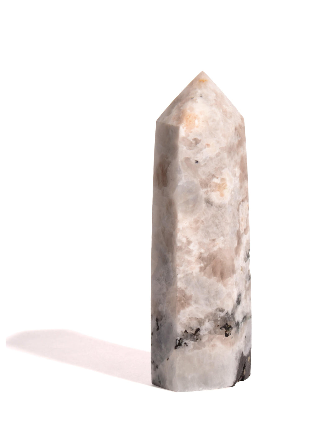 Rainbow Moonstone Point - Flat Base - Polished