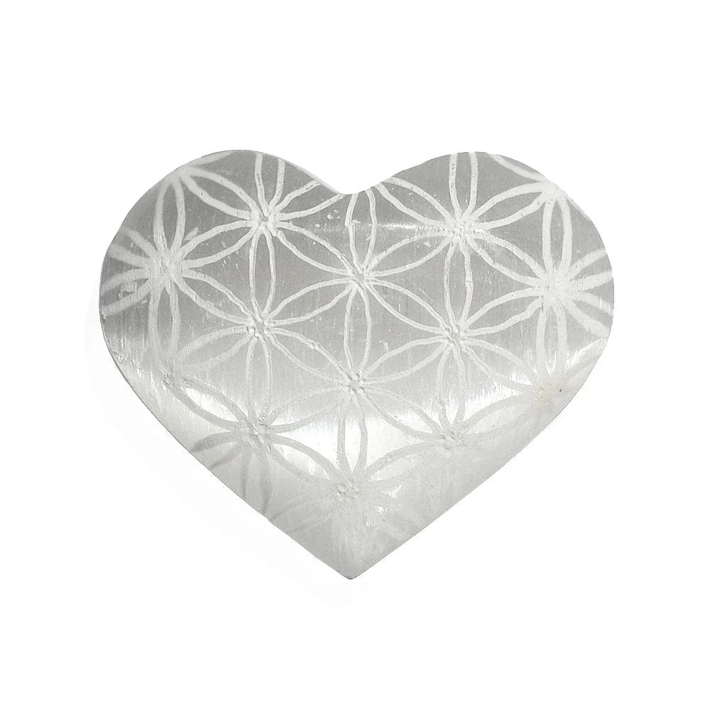 Selenite Flower of Life Heart