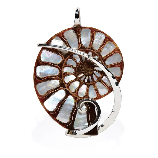 Ammolite Local Artist one of a kind design Sterling Silver pendant