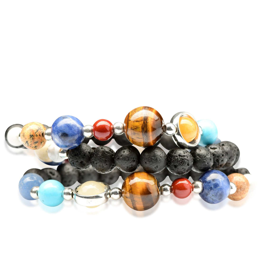Solar System with Lava Stone Beaded Bracelet