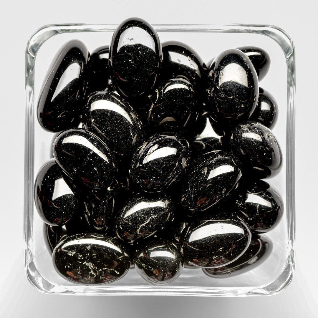 healing crystals: black tourmaline tumbled stones - small