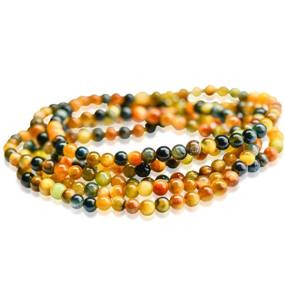 healing crystal jewelry: blue and gold tiger eye crystal bracelet - Small Beads