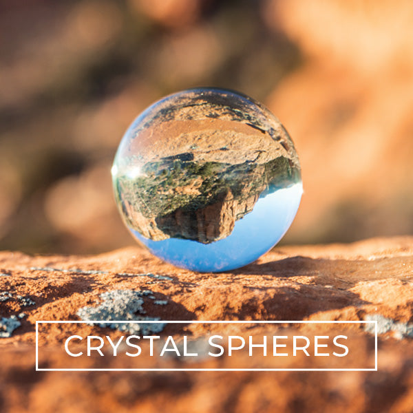 crystal sphere on a red rock in Sedona Arizona