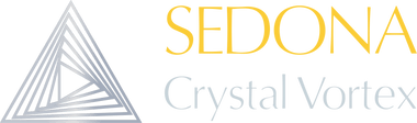 Sedona Crystal Vortex logo in gold and silver tones with crystal-inspired design