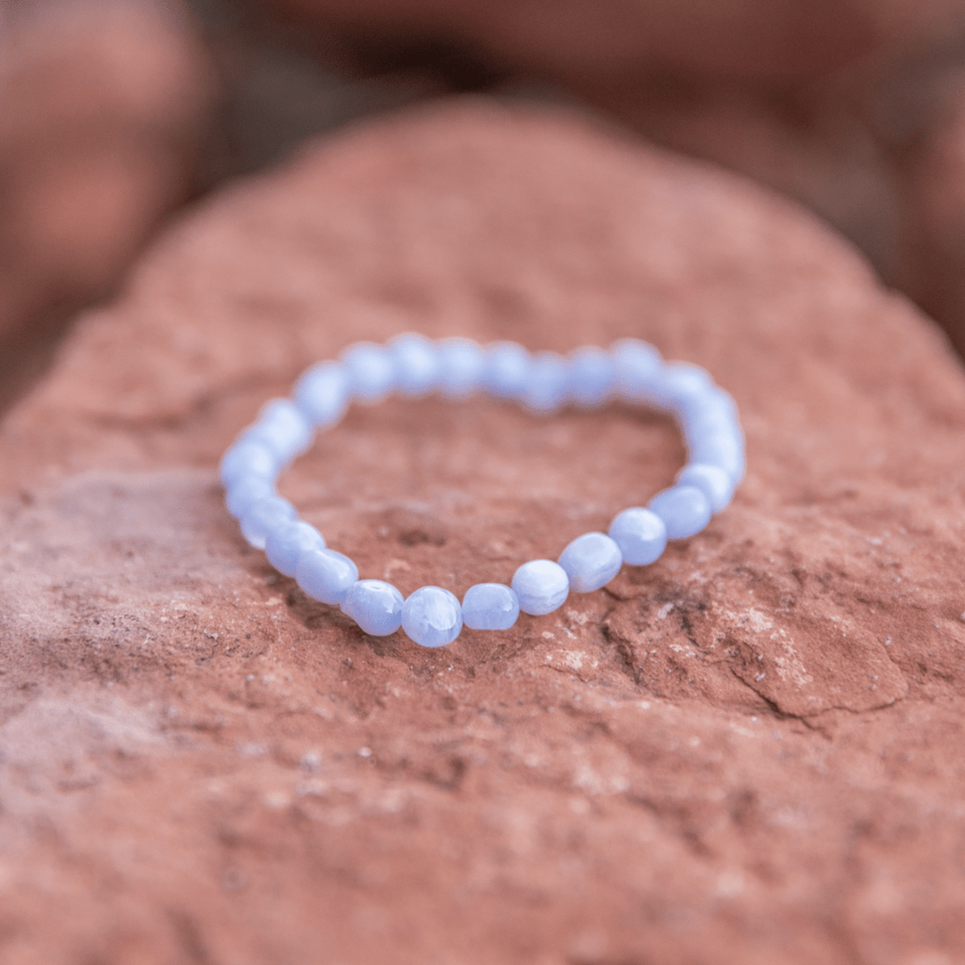 Blue Lace Agate Beaded Bracelet