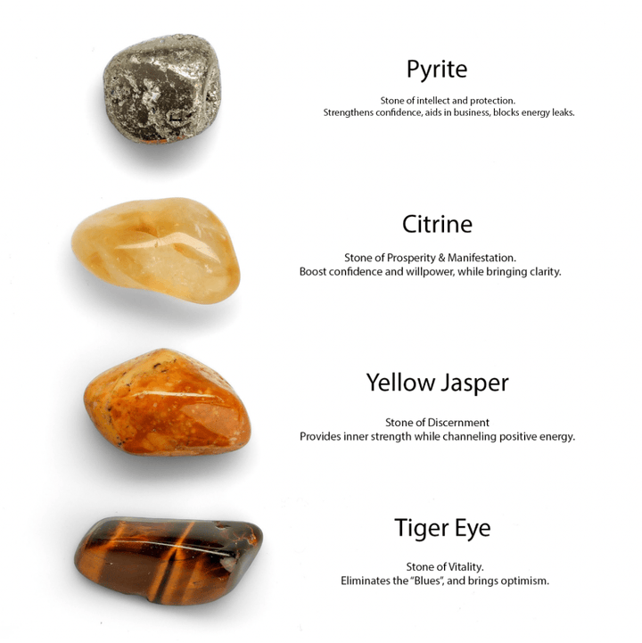 Solar Plexus Chakra Bundle - Pyrite, Citrine, Yellow Jasper, Tiger Eye