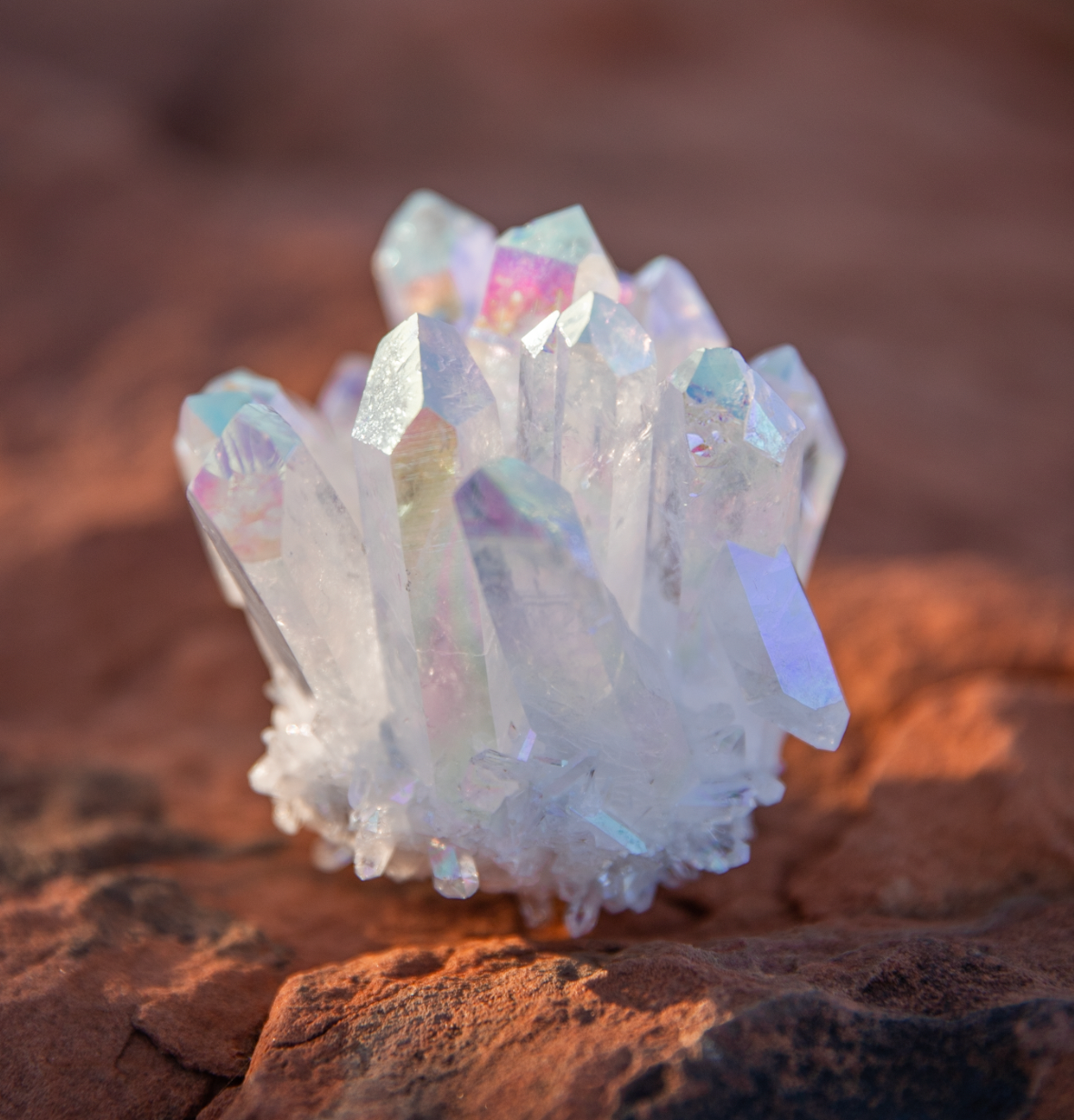 healing crystals: angel aura quartz crystal in sedona, arizona used for energy healing