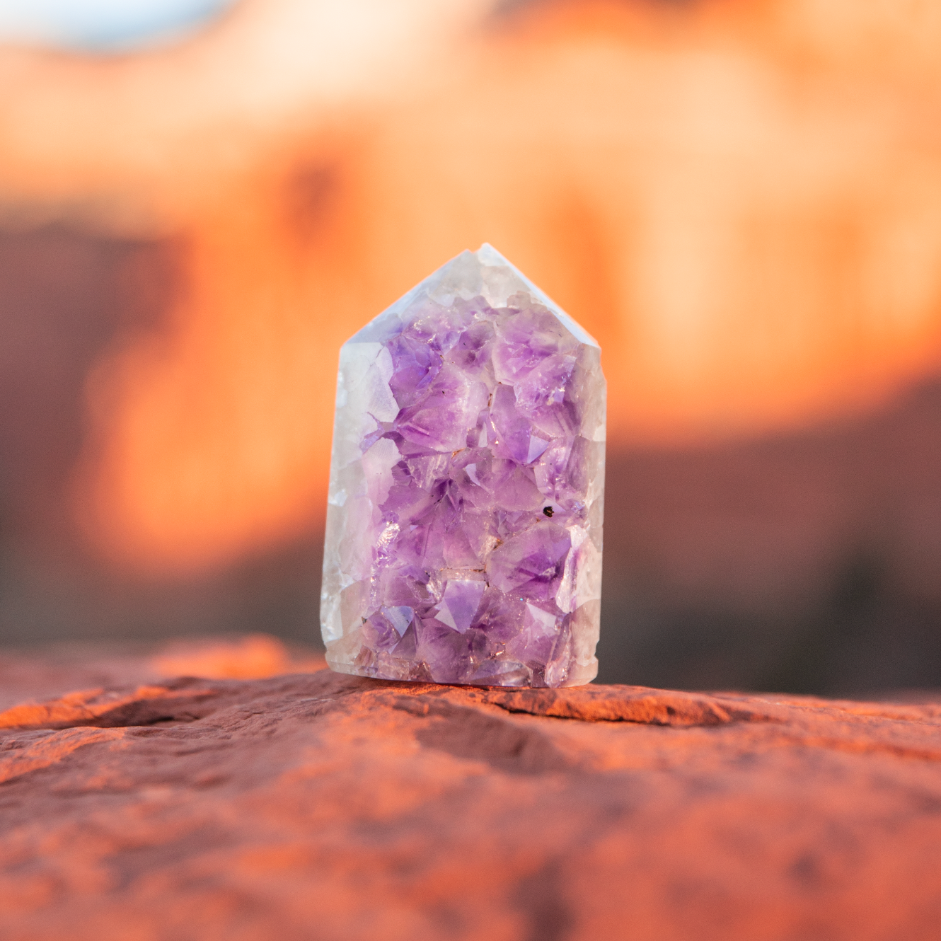 healing crystals: amethyst crystal in sedona, arizona used for energy healing