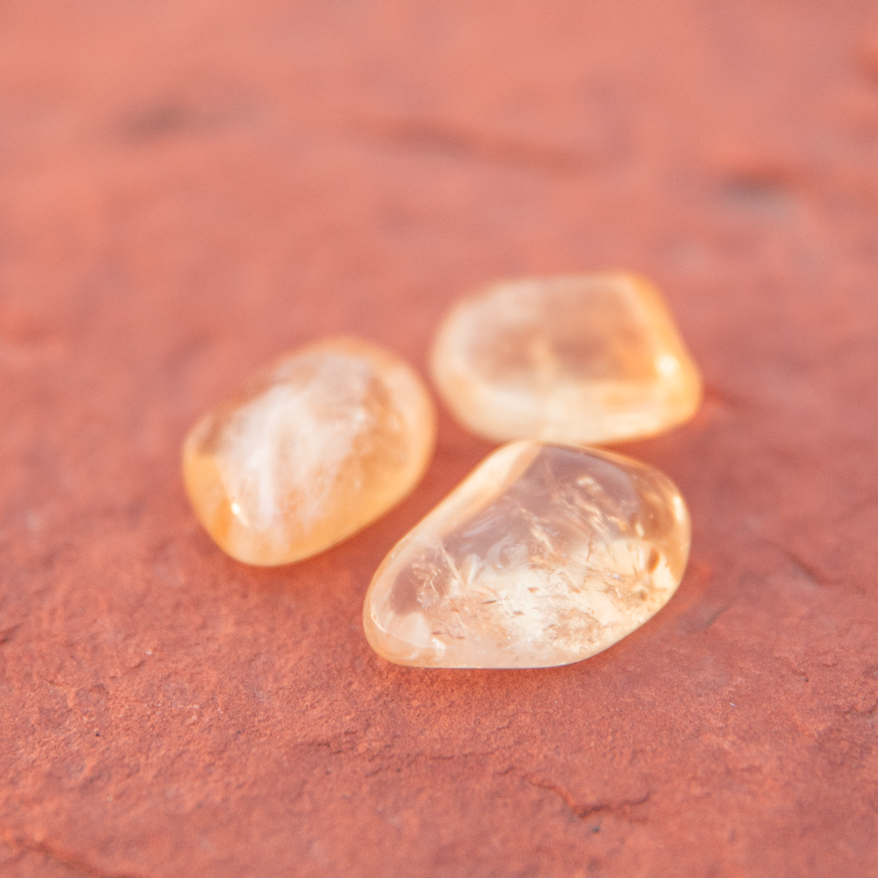 healing crystals: citrine tumbled stone in sedona, arizona used for energy healing