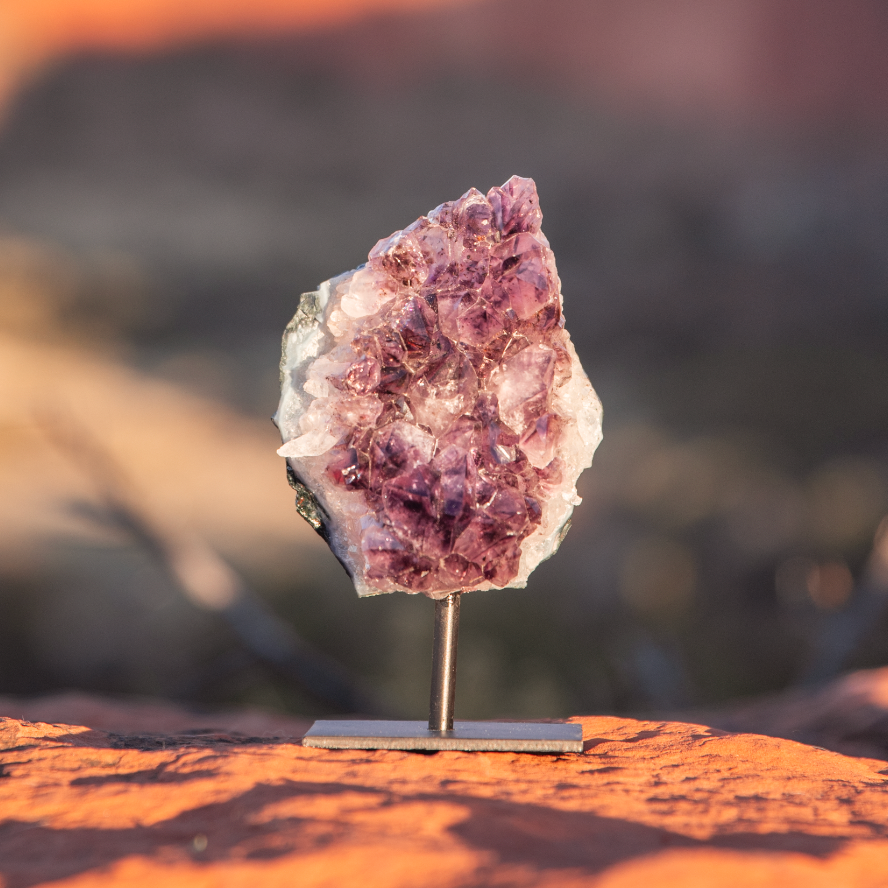 healing crystals: amethyst crystal in sedona, arizona used for energy healing