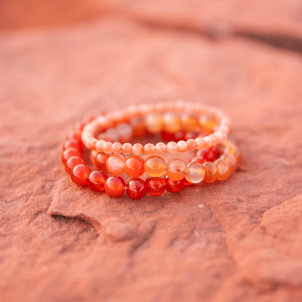 healing crystals: carnelian bracelet in sedona, arizona used for energy healing
