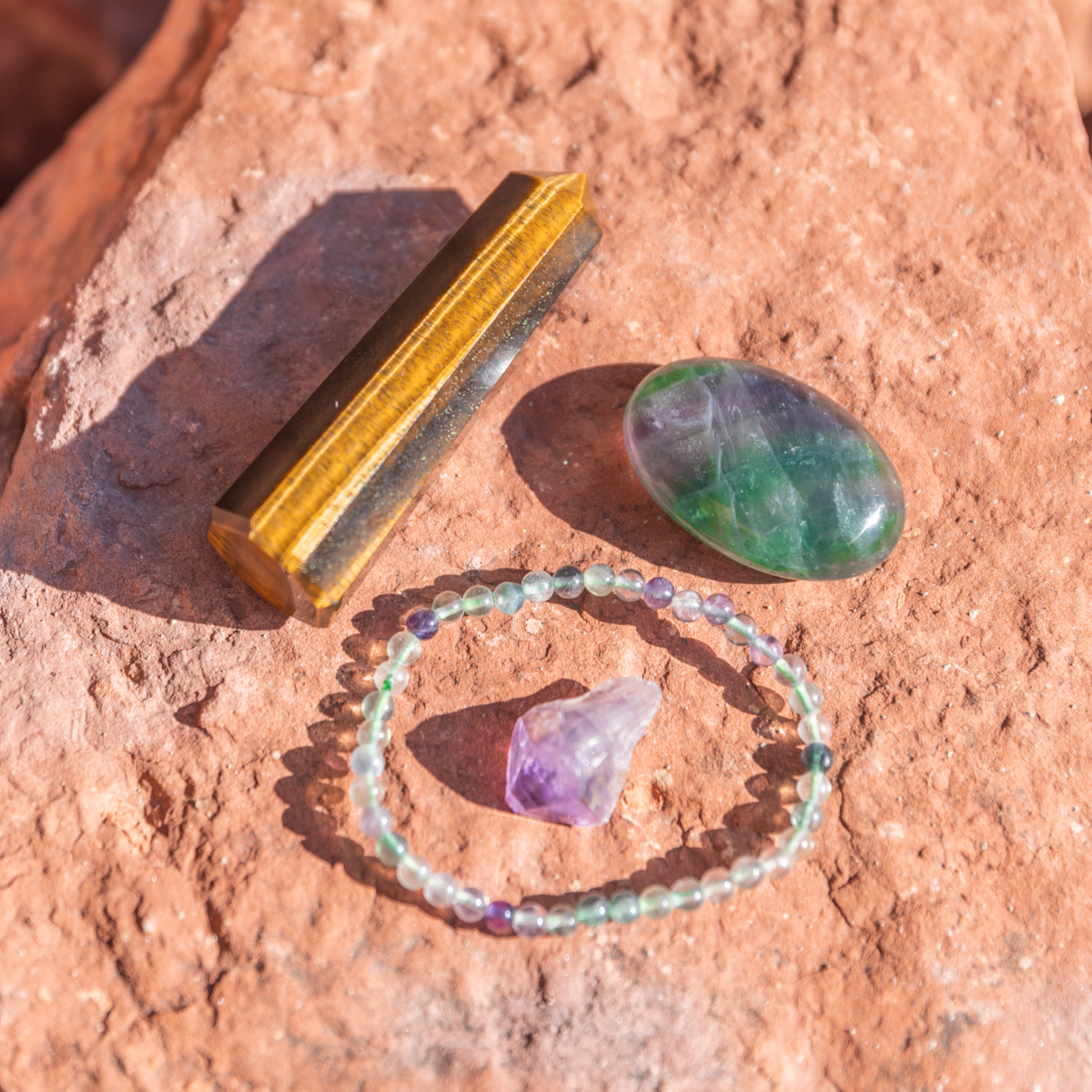 healing crystals: a bundle of crystals used to help with focus in sedona, arizona
