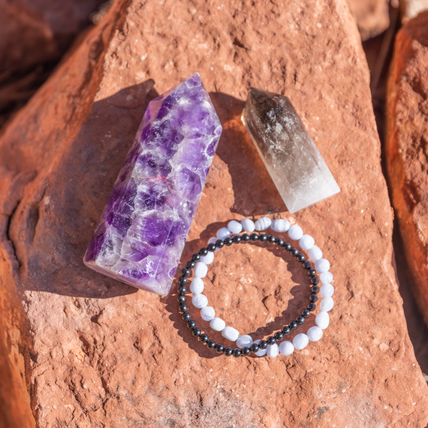 healing crystals: a bundle of crystals used for anxiety and stress relief in sedona, arizona