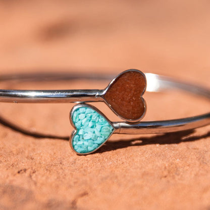 Turquoise/Bell Rock Charged Twist Bypass Cuff Heart Bracelet