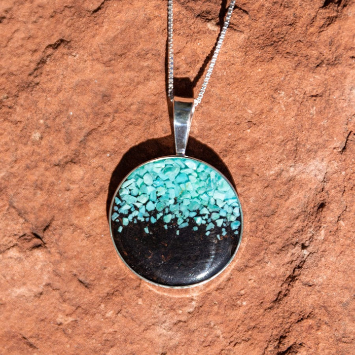 Marina Turquoise and Cathedral Rock Charged Necklace Sterling Silver Pendant