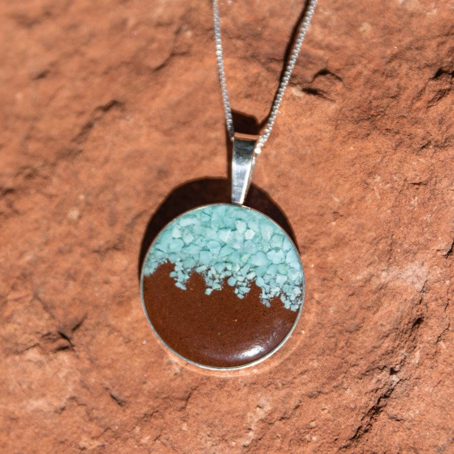 Marina Turquoise and Bell Rock Charged Necklace Sterling Silver Pendant