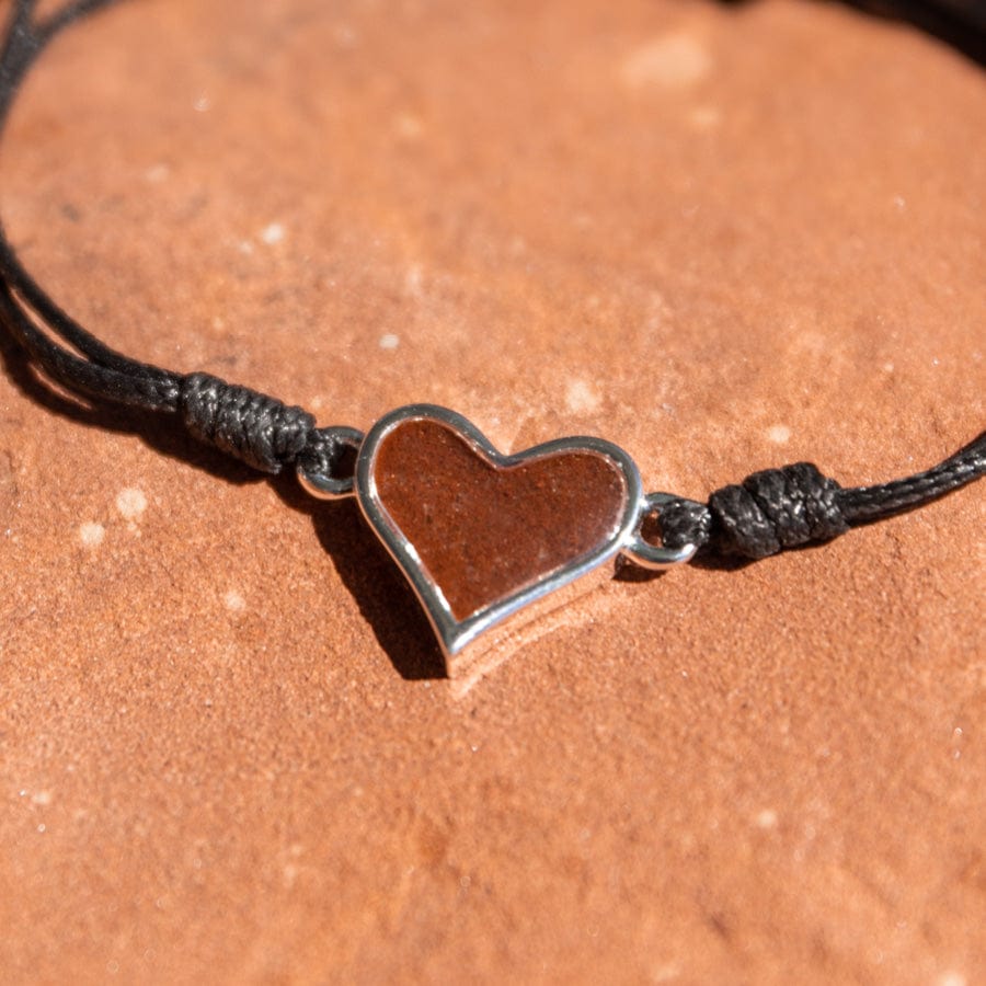 Black Corded Heart Bell Rock Charged Bracelet