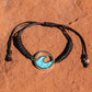 Black Corded Wave Turquoise Charged Bracelet