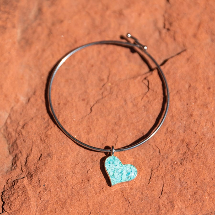 Beach Bangle Turquoise Charged Heart Bracelet