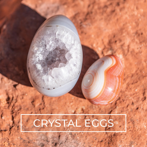 crystal eggs on a red rock in sedona