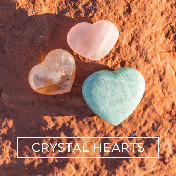 crystal hearts on a red rock in sedona arizona