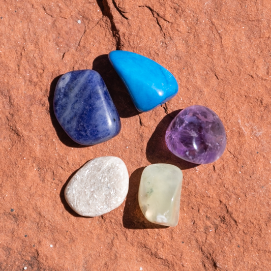 Stones for Sleep Bundle: Howlite, Sodalite, Amethyst, Prehnite and White Aventurine Tumbled Stones - Polished