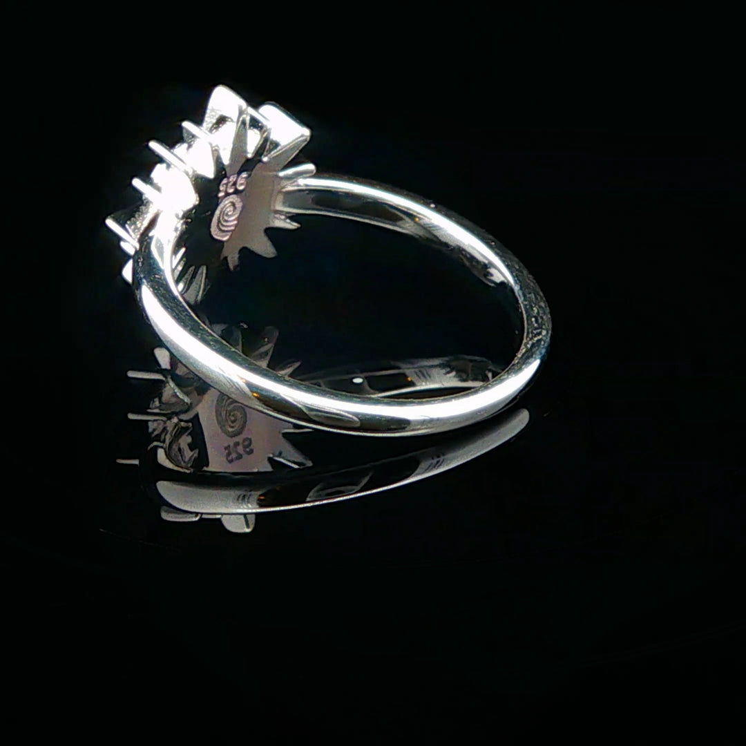The Vortex Ring Collection: Delicate Sunburst Bell Rock Dune Ring back view