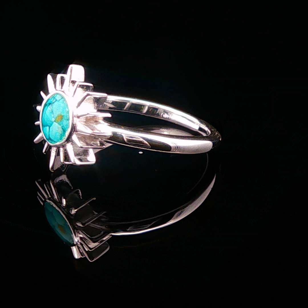 The Vortex Ring Collection: Delicate Sunburst Turquoise Dune Ring side view