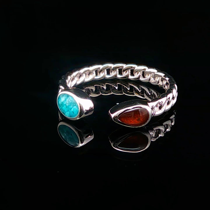 The Vortex Ring Collection: Stepping Stones Bell Rock &amp; Turquoise Ring front view