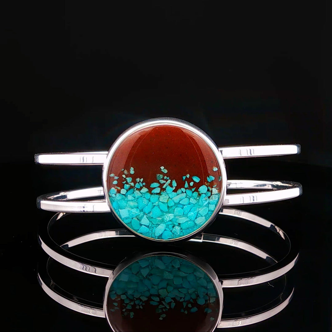 Turquoise & Bell Rock Charged Bracelet front view