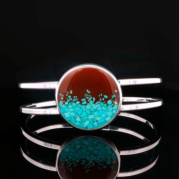 Turquoise & Bell Rock Charged Bracelet front view