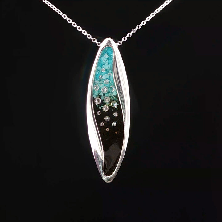 Ocean Current Cathedral Rock & Turquoise Necklace with Diamonds