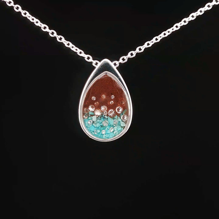 Teardrop Bell Rock & Turquoise Necklace with Diamonds