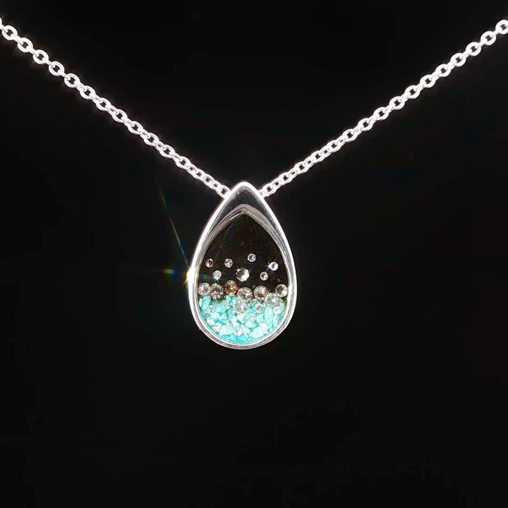Teardrop Cathedral Rock & Turquoise Necklace with Diamonds