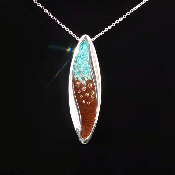 Ocean Current Bell Rock & Turquoise Necklace with Diamonds