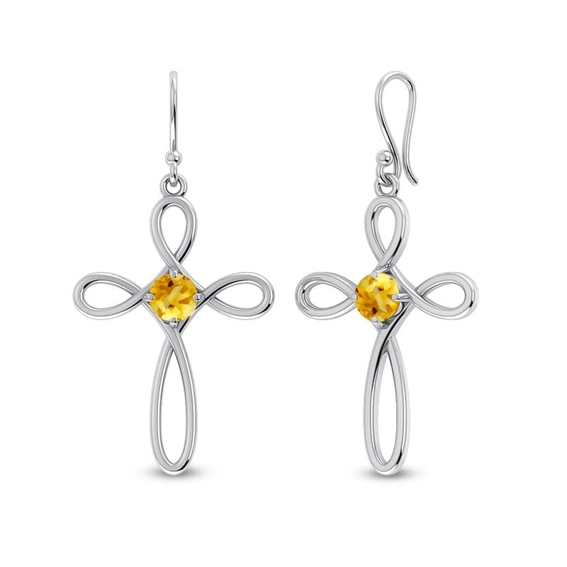 healing crystal jewelry: citrine sterling silver earrings - faceted crystal