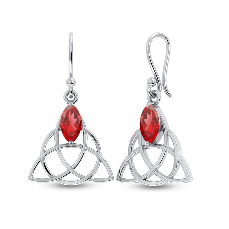 Garnet Sterling Silver Earrings - Faceted Crystal