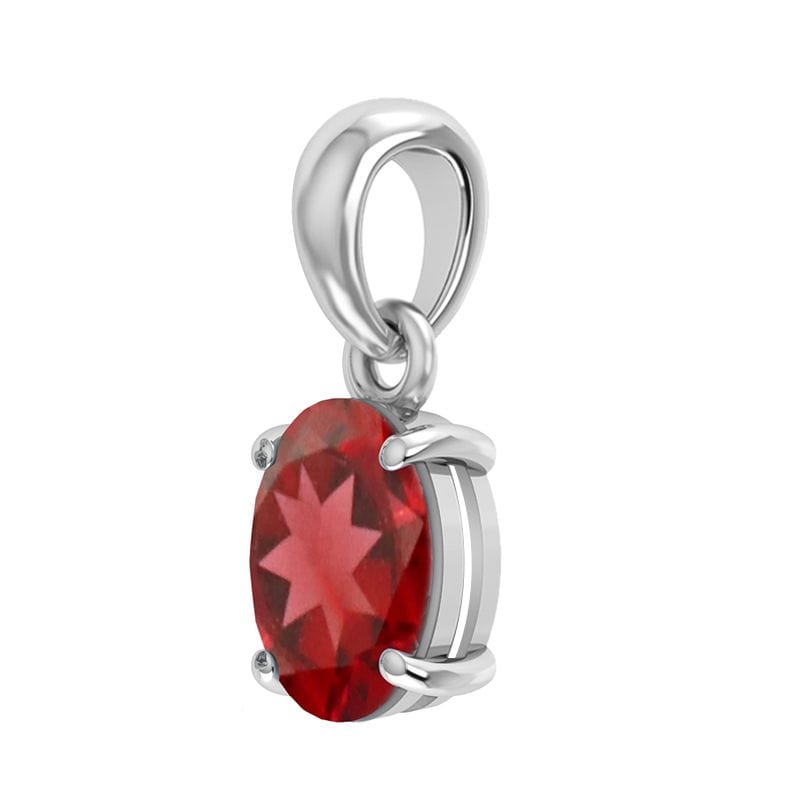 Garnet Sterling Silver Pendant - Faceted Oval Crystal