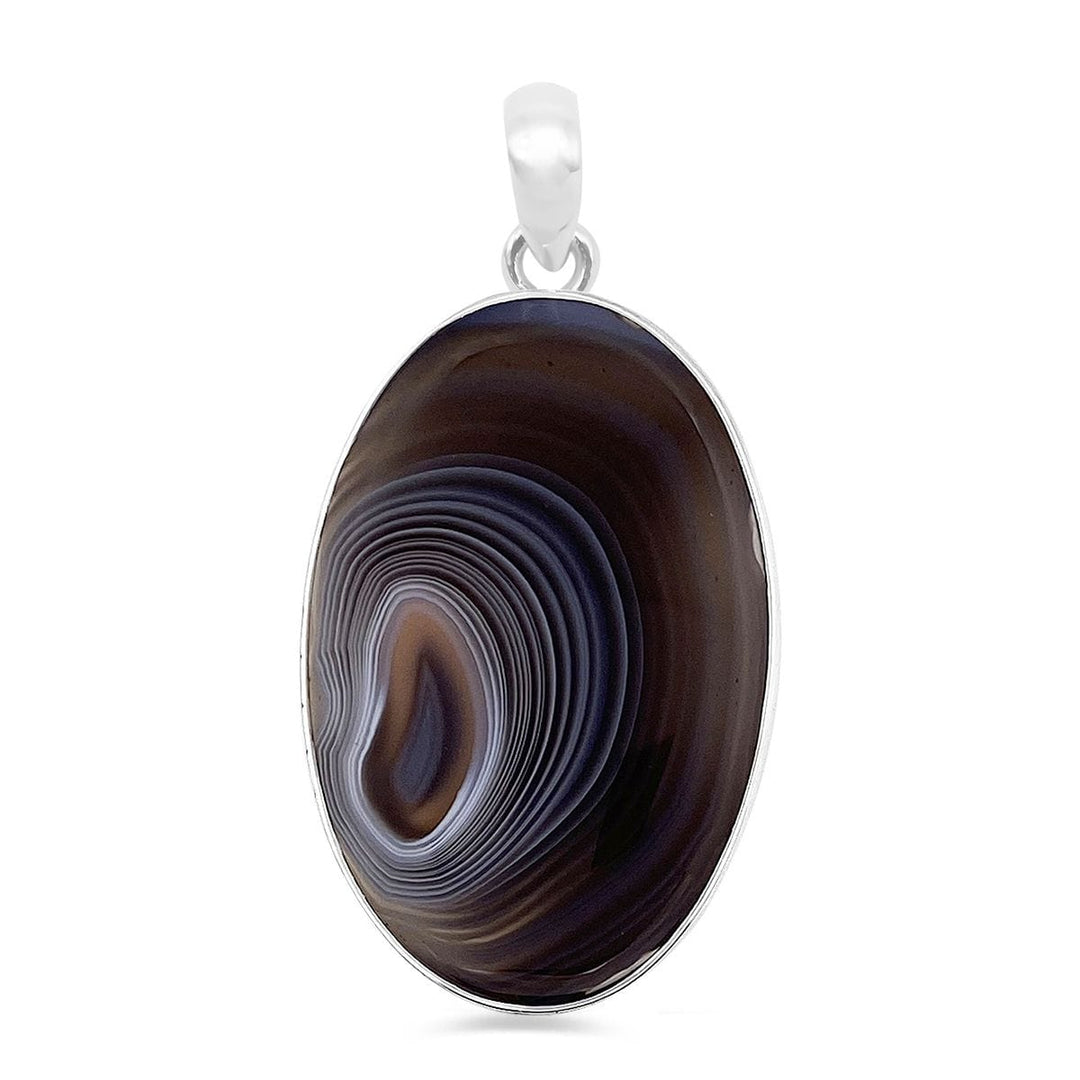 Botswana Agate Sterling Silver Pendant - Oval