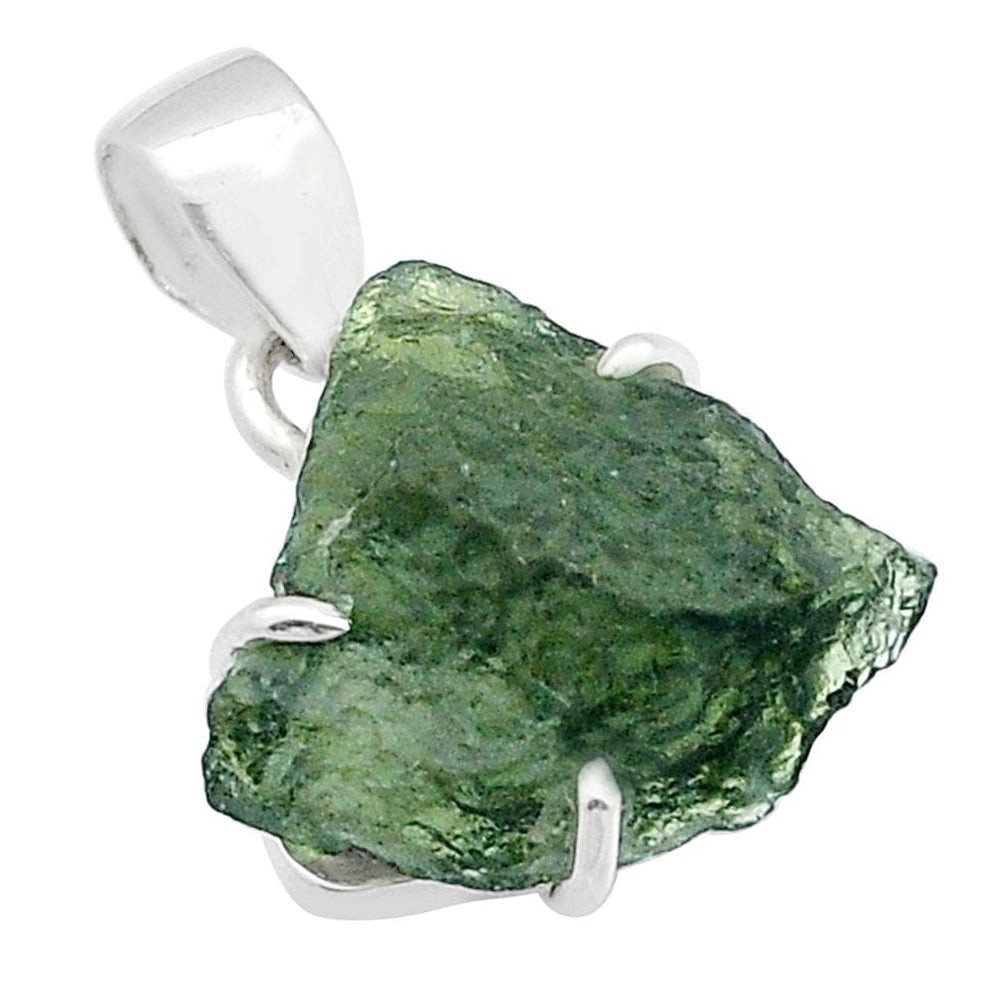 Moldavite Rough Sterling Silver Pendant