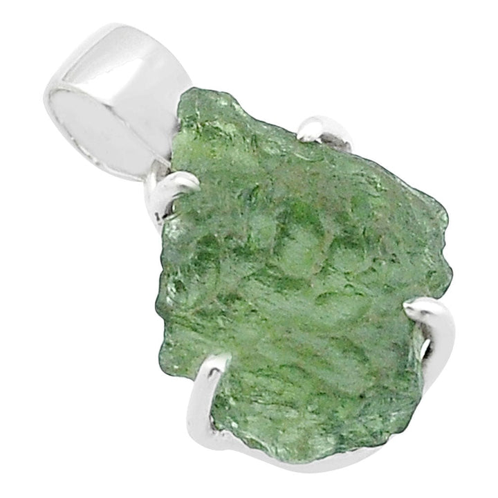 Moldavite Rough Sterling Silver Pendant