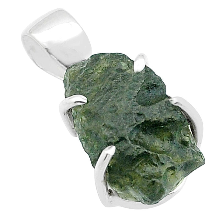 Moldavite Rough Sterling Silver Pendant