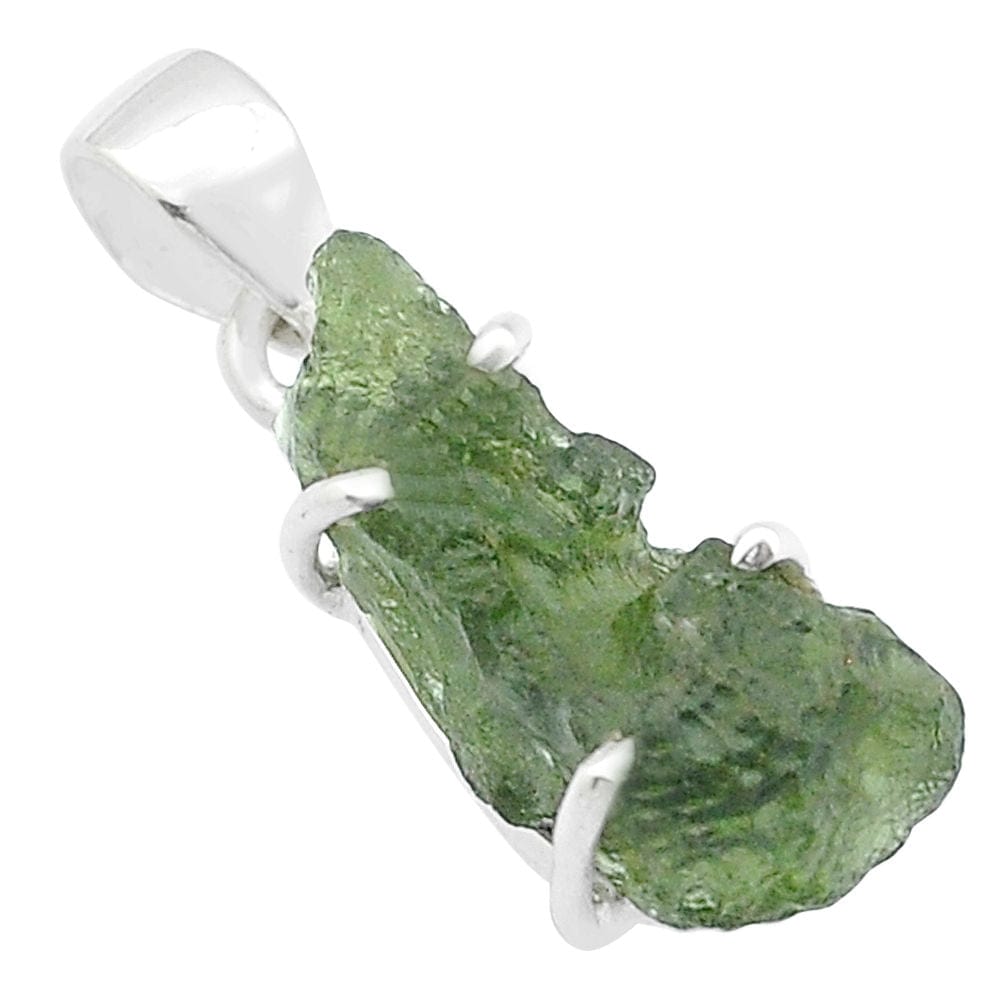 Moldavite Rough Sterling Silver Pendant
