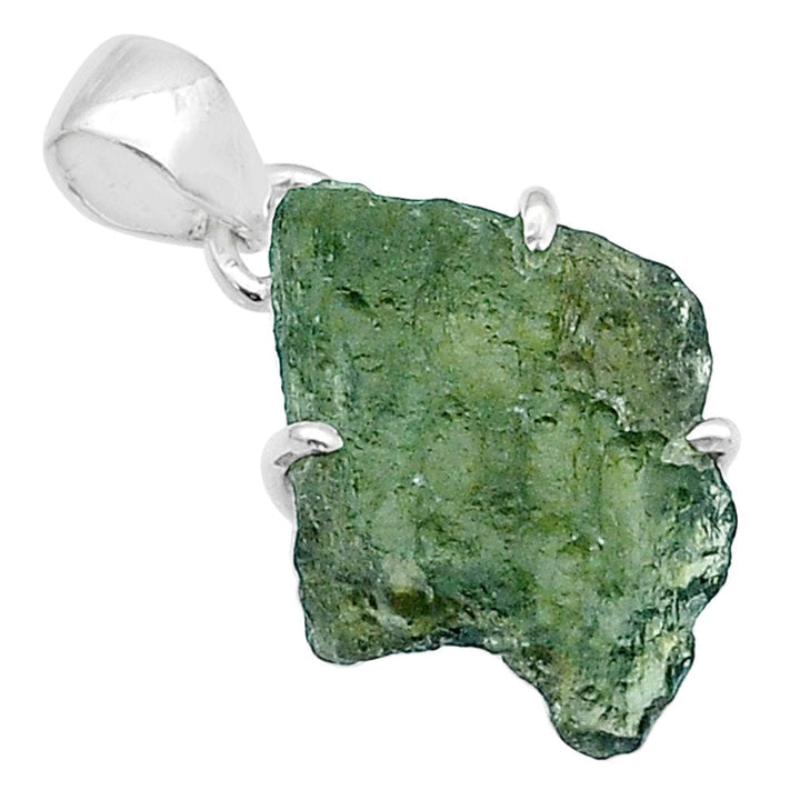 Moldavite Rough Sterling Silver Pendant