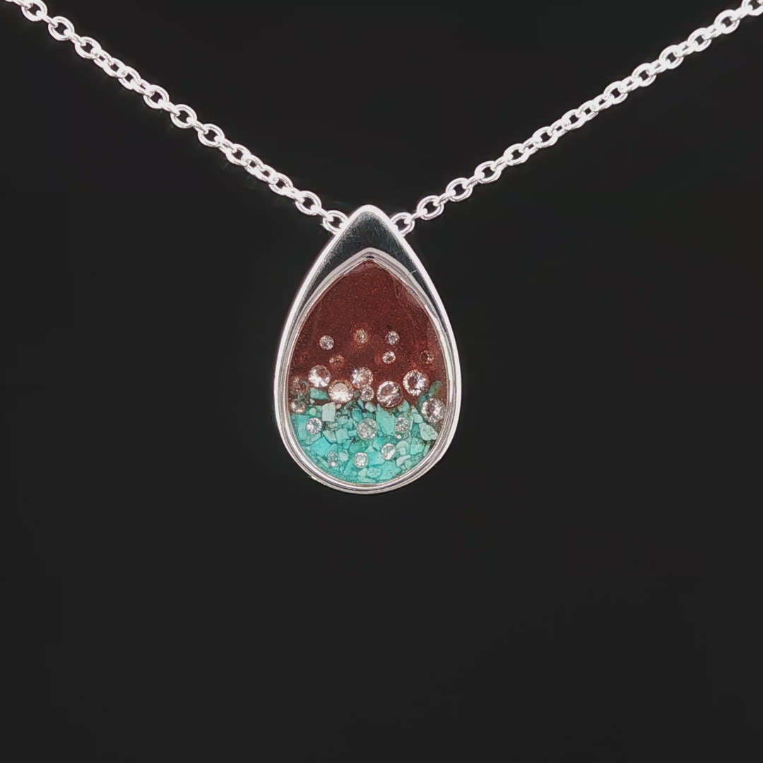 Teardrop Bell Rock & Turquoise Necklace with Diamonds
