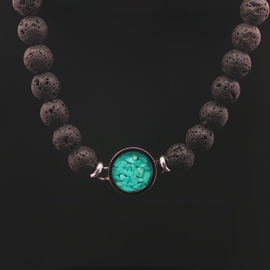 Men's Lava Stone Beaded Bracelet with Turquoise