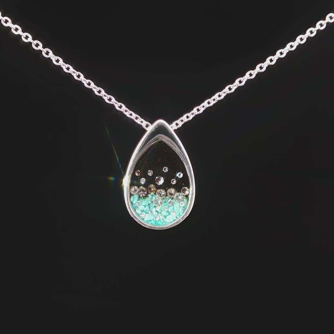 Teardrop Cathedral Rock & Turquoise Necklace with Diamonds